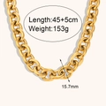 Collana a catena hip hop placcata oro 18K, larghezza 15,7mm con info su peso e misura - Collana a Catena a Maglie Tonde Grosse