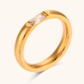 Minimalist gold-plated stainless steel ring featuring a rectangle cut zircon stone - Size 6 / White Zircon