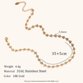 Gold plated stainless steel chain necklace with blue floral charms and 18K finish - Necklace / Gold