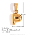18K goud vergulde roestvrijstalen letter P hanger met afmetingen en gewicht details - Hanger Zonder Ketting-P / Goud