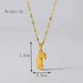 18K gold plated stainless steel seahorse pendant necklace measuring 2.6cm by 0.9cm - Seahorse (X012-4) / Gold