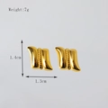 Orecchini in acciaio inossidabile placcato oro 18K con texture a onde dal peso di 7g - Stile Orecchini a Bottone a Blocchi con Trama a Onde (E001-3)