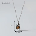 Silver pendant necklace with organic lava shape and round tiger eye stone inlay - Silver Tiger Eye Style (X002-5)