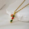 Detail der Weihnachts-Zuckerstangen-Kette mit Emaille und funkelnden Kristallen - Zuckerstange Stil (Modell D)