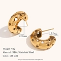 Polished 18K gold plated heart hollow C-shaped earrings in durable 316L stainless steel - Hollow Heart Hoop (Gold)