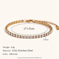 Dettaglio del bracciale tennis placcato in oro 18 carati con zirconi e catena regolabile - Oro (Catena in Strass da 3,0 mm)