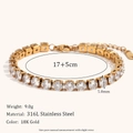 Dettaglio del bracciale tennis in acciaio inossidabile placcato oro 18K con zirconi 5mm - Oro (Catena in Strass da 5,0 mm)