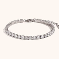 Bracciale tennis color argento con zirconi cubici e chiusura a moschettone regolabile - Argento (Catena in Strass da 4,0 mm)