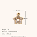 Star shaped 14K gold plated stainless steel pendant with sparkling cubic zirconia stones - Hollow Five-Pointed Star Rhinestone Pendant - Gold