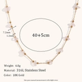 Handmade 18K gold plated stainless steel necklace with pink natural stones - Rose Quartz