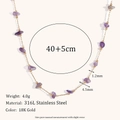 18K gold plated stainless steel necklace featuring natural purple amethyst stone chips - Amethyst