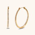 Aros clásicos chapados en oro de 18 quilates con brillantes cristales blancos exteriores - Circonita Blanca Dorada-43mm