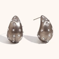 Pendientes de gota vintage bañados en oro de 18 quilates con perlas y cristales - Pendientes de Gota Medianos con Perlas y Strass / Color acero