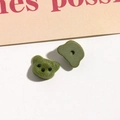 Macro shot of olive green fuzzy bear head charms for DIY jewelry and crafts making - Green