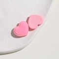 Set of two pink flocked velvet heart patches for DIY crafts and hair accessories - Light Pink