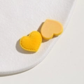 Yellow flocked heart-shaped DIY accessories for hair clips and jewelry making - Bright yellow