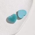 Sky blue heart-shaped flocking accessories with soft velvet texture for DIY crafts - Light Blue