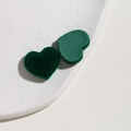 Dark green heart-shaped flocked DIY accessories for jewelry and hair decorations - Grey Green