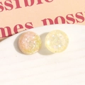 Mezze perle in resina 16mm rosa e gialla con glitter per creazione di orecchini fai-da-te - Bianco