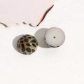 Macro shot of leopard print acrylic half-round beads with hole for DIY jewelry making - 1 Piece / Yellow Coffee