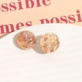 Cabochon rotondo in resina da 16mm rosa chiaro con scaglie di conchiglia per gioielli fai-da-te - Marrone