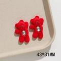 Λήψη macro από κόκκινα αρκουδάκια 43x31mm με αστραφτερό οβάλ κρύσταλλο ζιργκόν στο στήθος - Μεγάλη Κόκκινη Αρκούδα Λευκό Στρας (K9)