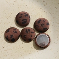 Detail of round leopard print fabric buttons with flat silver metal base for DIY sewing - Dark Coffee Round (E01-5-7-10)