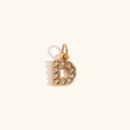 Mini 18K gold plated stainless steel letter D pendant with sparkling rhinestones - Gold-D