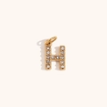 Mini colgante letra H de acero inoxidable bañado en oro 18K con strass brillantes - Letra H / Dorado