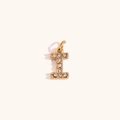 Mini colgante letra I de acero inoxidable chapado en oro 18K con pedrería brillante - Letra I / Dorado