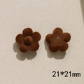 Detailed close-up of brown flocked 5-petal flower DIY accessories, size 21x21mm - Dark Coffee Small Flower