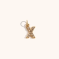 Colgante letra X de acero inoxidable chapado en oro 18K con brillantes de cristal - Letra X / Dorado
