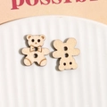 Cute bear-shaped wooden DIY buttons with two holes for earrings and craft accessories - White Bear
