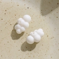 Close-up of glossy white 3D cloud acrylic charms with holes for DIY jewelry making - Small Cloud Style (B87-4-1)