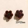 Macro detail of 20mm milk tea velvet flower charms and resin beads for DIY jewelry - Deep Coffee Flower / 20mmx20mm