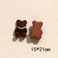 Macro detail of milk tea velvet bear charm with pearl necklace for DIY jewelry craft - Dark Coffee Pearl Bear / 15mmx21mm