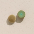Macro detail of green velvet flocked round charms for DIY handmade earring jewelry making - Light Coffee Pentagon