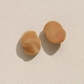 Detailed close-up showing soft brown flocked texture on multi-faceted oval earring charms - Light Coffee Bean Shape