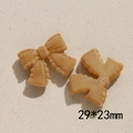 DIY light brown flocked bow hair accessory parts for handmade clips measuring 29x23mm - Light Coffee Bow