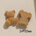 Brown flocked teddy bear DIY hair accessories with bow detail, size 24x25mm - Light Coffee Bear