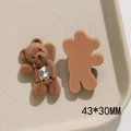 Καφέ αρκουδάκι με ζιργκόν στρας, 43x30mm για DIY αξεσουάρ κεφαλής και κατασκευές - Μεγάλη Αρκούδα Ανοιχτό Καφέ Λευκό Στρας V2 (K9)