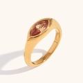 Anillo de oro de 18 quilates con piedra ámbar de corte marquesa y diseño minimalista - US 6 / Champaña Borgoña Claro
