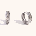 Silver hoop earrings with 18K plating and sparkling cubic zirconia in various shapes - Geometric Water Drop White Rhinestone Hoop-Steel