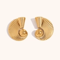 Orecchini a perno in acciaio inossidabile placcato oro 18K con design a ventaglio - Orecchini a Bottone a Ventaglio a Spirale-Oro