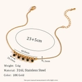Tobillera de acero inoxidable chapada en oro de 18K con cinco circonitas verdes y cadena box - Oro Circonita Verde