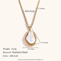 Collier avec perle baroque et chaîne torsadée en acier inoxydable doré 18K - Collier (N3284_gold)