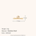 Composant de fermoir en T en acier inoxydable plaqué or 14K mesurant 15mm - Mini Boucle d'Anneau OT