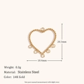 Pendentif cœur torsadé évidé en acier inoxydable plaqué or 14K pour création bijoux - Accessoire Cœur Torsadé Ajouré à Cinq Anneaux