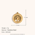 Pendentif arbre de vie en acier inoxydable plaqué or 14K diamètre 17,5 mm - Pendentif Circulaire Arbre de Vie Ajouré