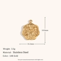 Pendentif cœur floral en acier inoxydable plaqué or 14K avec détails des dimensions - Pendentif Floral Octogonal Irrégulier
